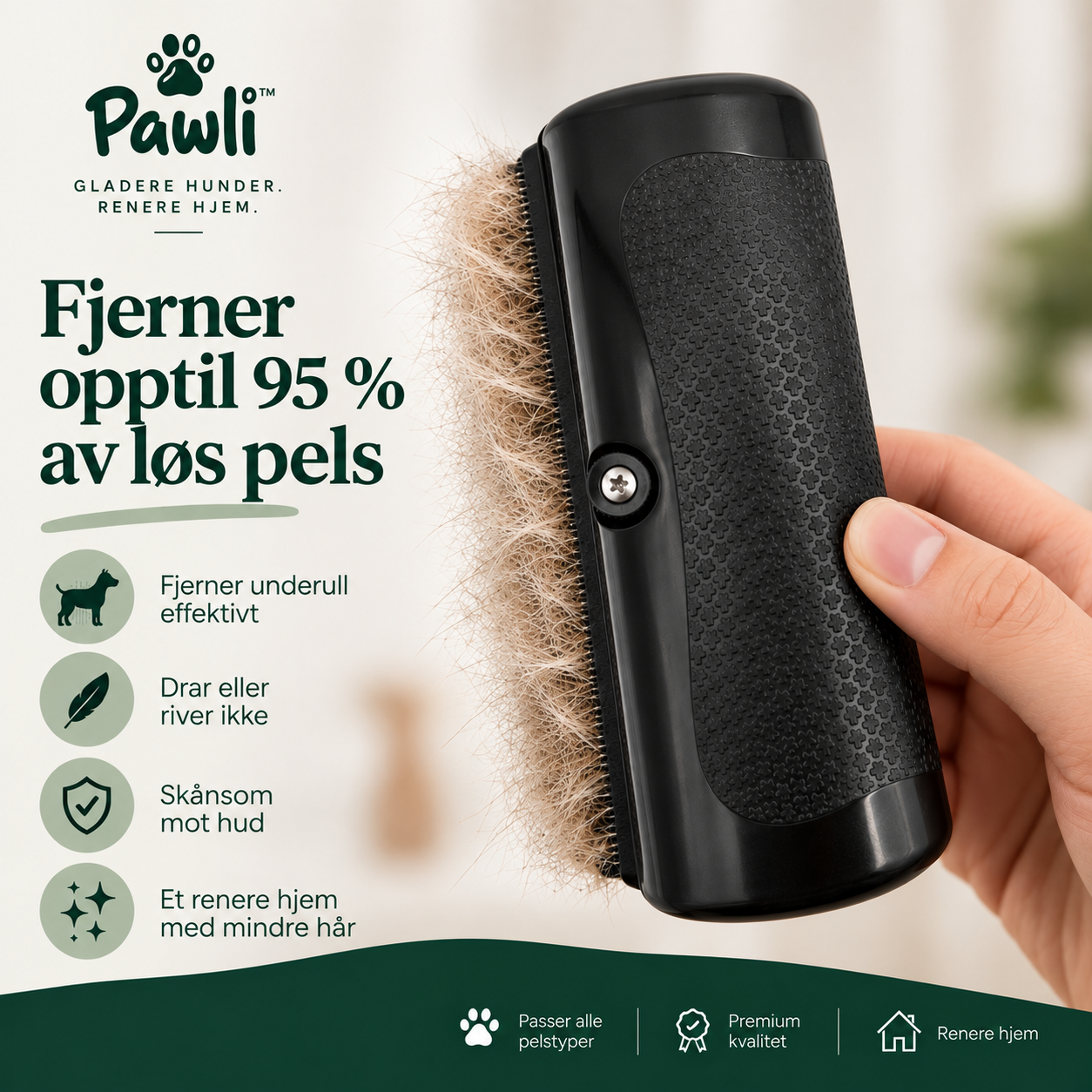 Pelsfri™ fjerner opptil 95 % av løs underull