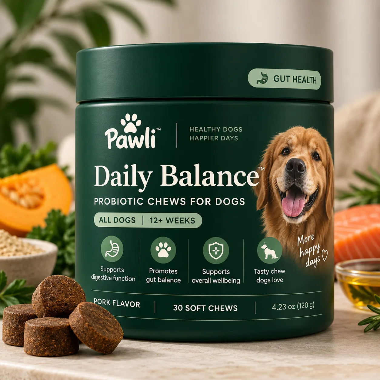 Daily Balance – boks med 30 myke tyggebiter for hund